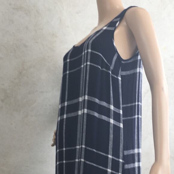 Vince Camuto Navy/White Plaid Summer Slip Dress Size S - Picture 7 of 13